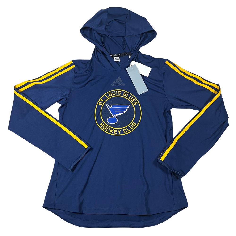 Adidas NHL St Louis‎ Blues Womens Small Navy Aeroready Pullover Hoodie NWT